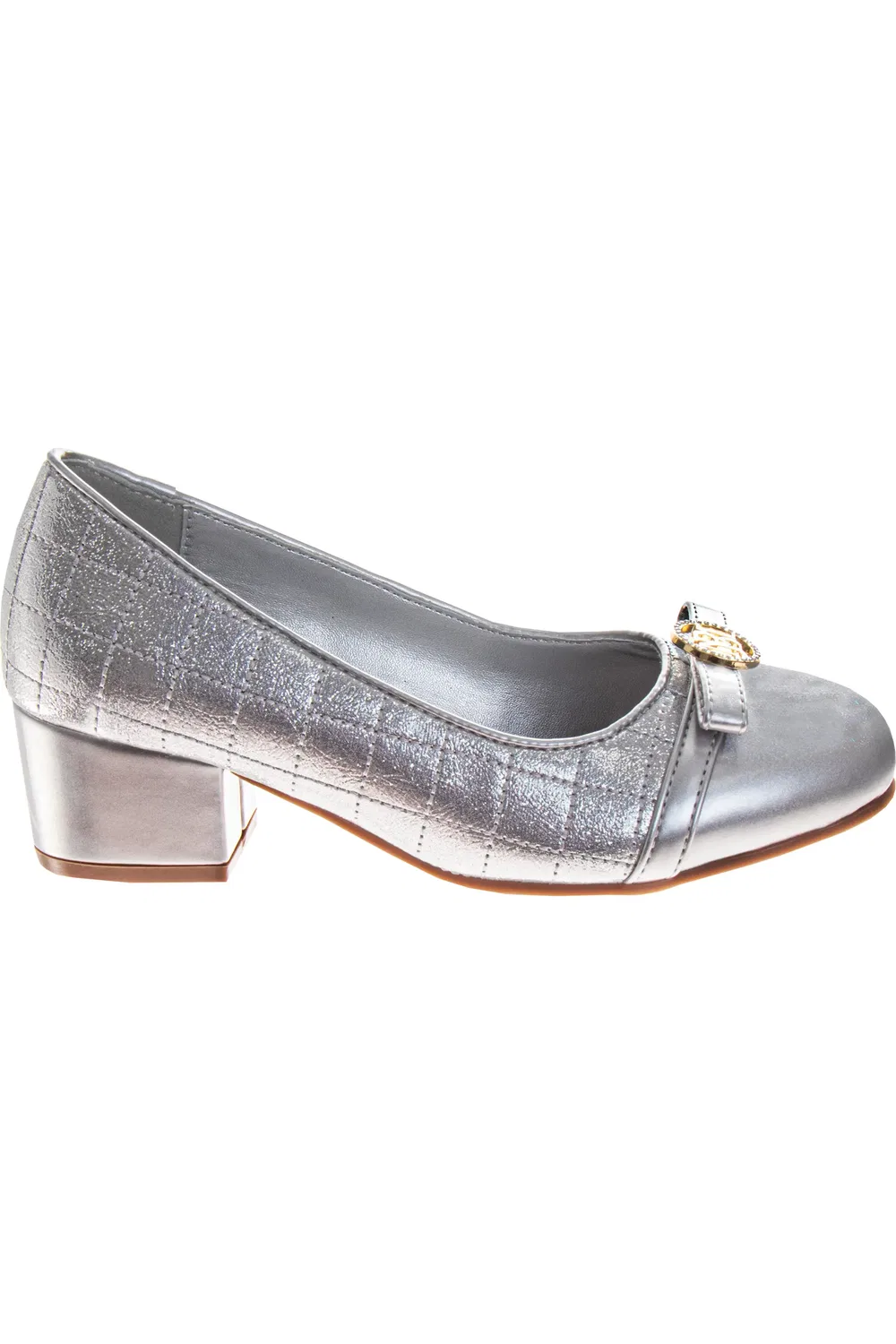 Детские туфли лодочки с геометрической стежкой Badgley Mischka Collection, Silver — фото 2