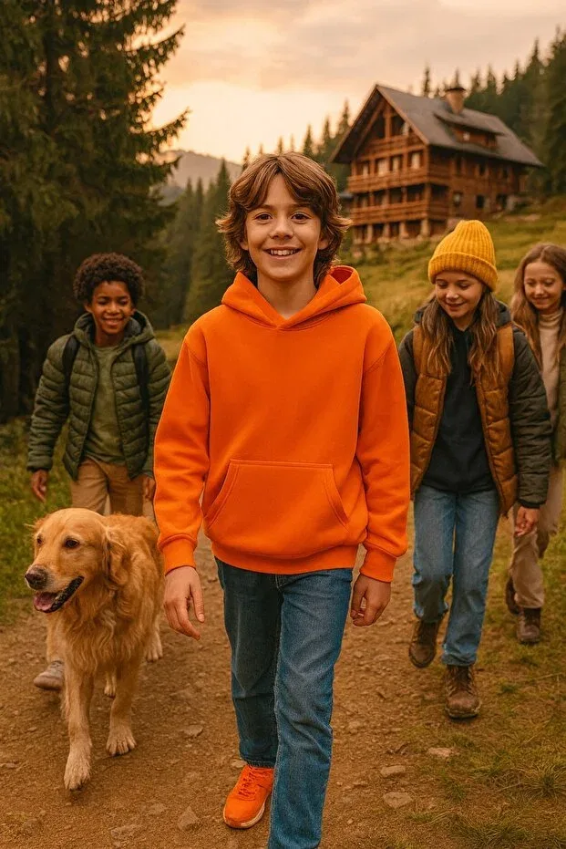 Детское худи для девочек оверсайз из футера с капюшоном Cloise, Orange