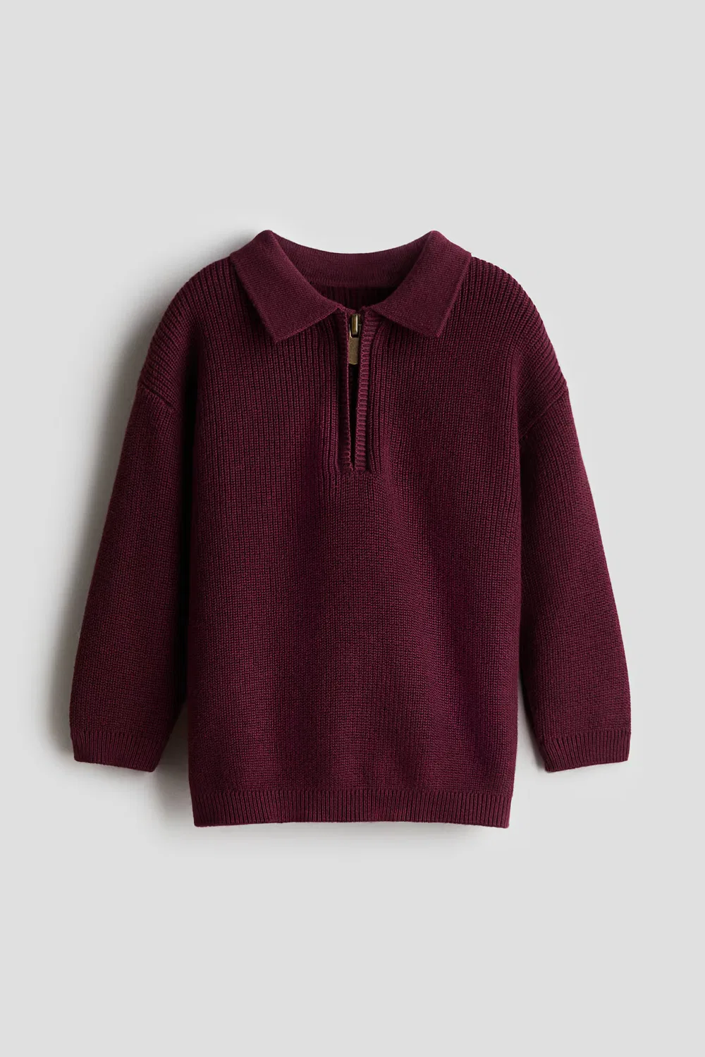 Свитер-Поло из хлопкового трикотажа H&M, Dunkelrot