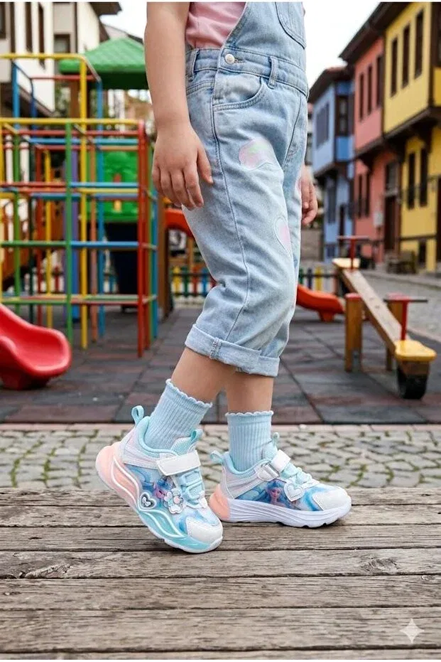 Детские спортивные кроссовки для девочек с принтом Pepino, Blue — фото 2