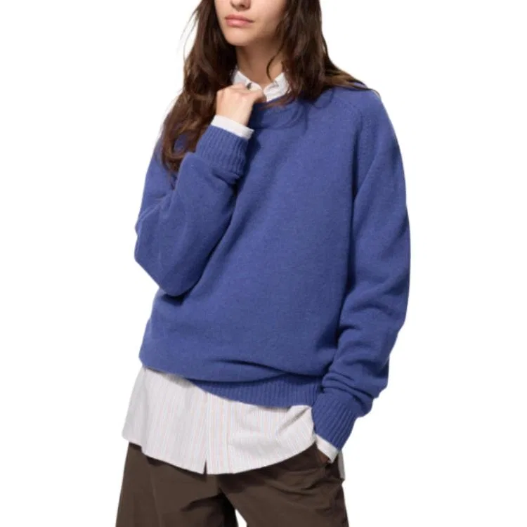 Детский джемпер с круглым вырезом, умеренный прямой крой, 67 Sea Blue, UNIQLO — фото 3
