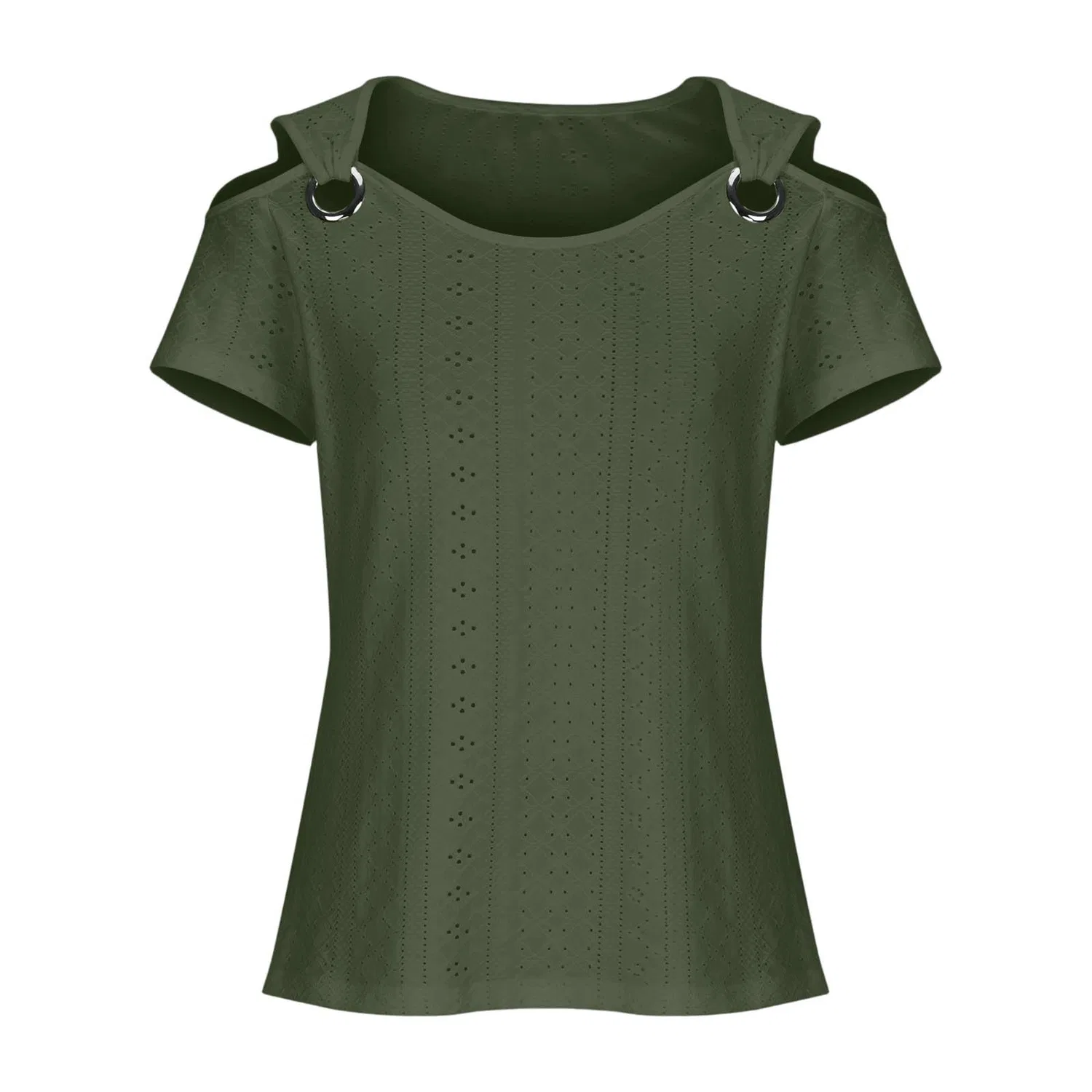 Женская блуза без рукавов с V-образным вырезом, Army Green — фото 4