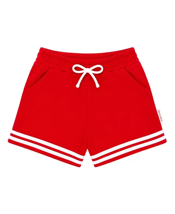 Детские шорты с принтом Unisex Striped Varsity Bits & Bows, Red/White