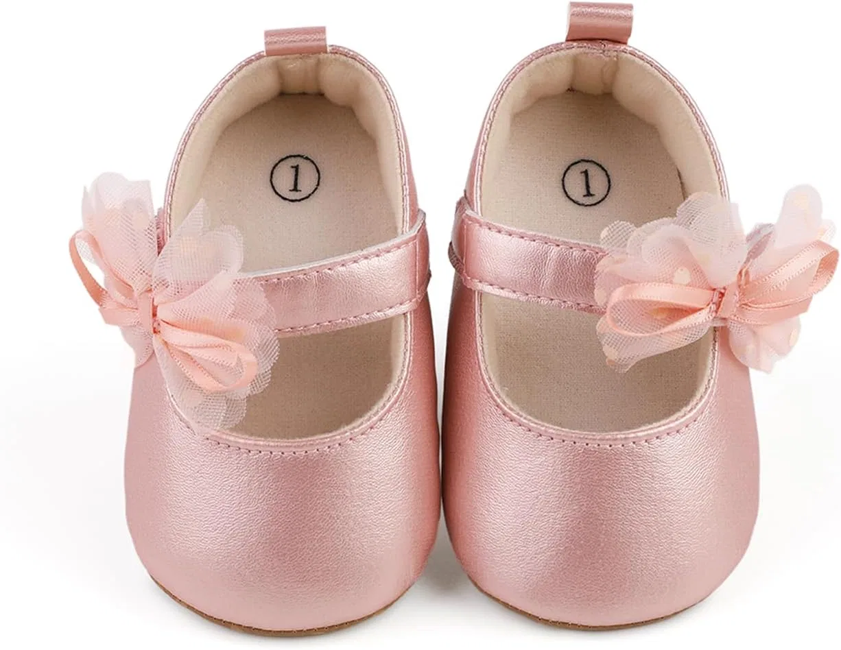 Детские туфли для девочек с бантом YPLOJOUO, Pink — фото 2