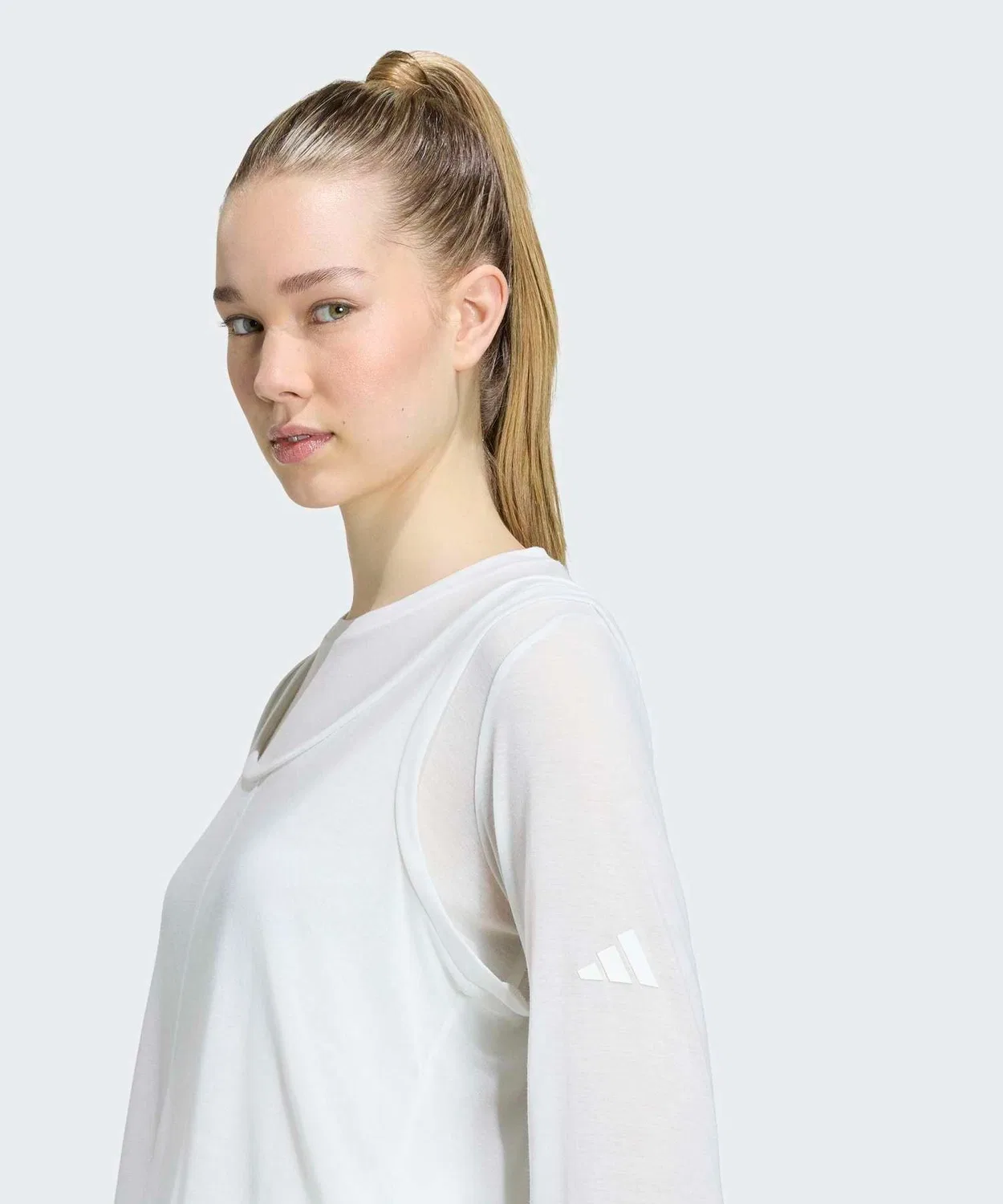 Женский топ с длинным рукавоми слоями SOFT LUX Adidas, Белый — фото 4