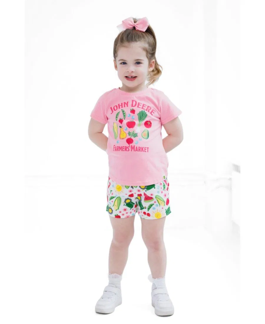 Комплект из футболки и шорт/юбки-шорт John Deere, Light Pink Multi — фото 2