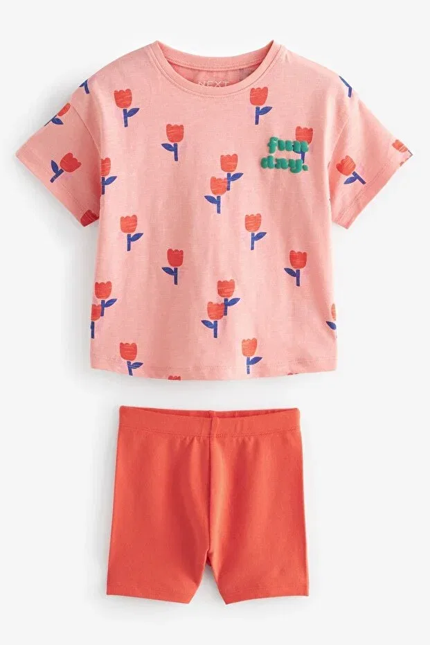 Детский комплект для новорожденных с цветочным принтом Cotton floral patterned 2-piece set Next Baby, Blue — фото 3