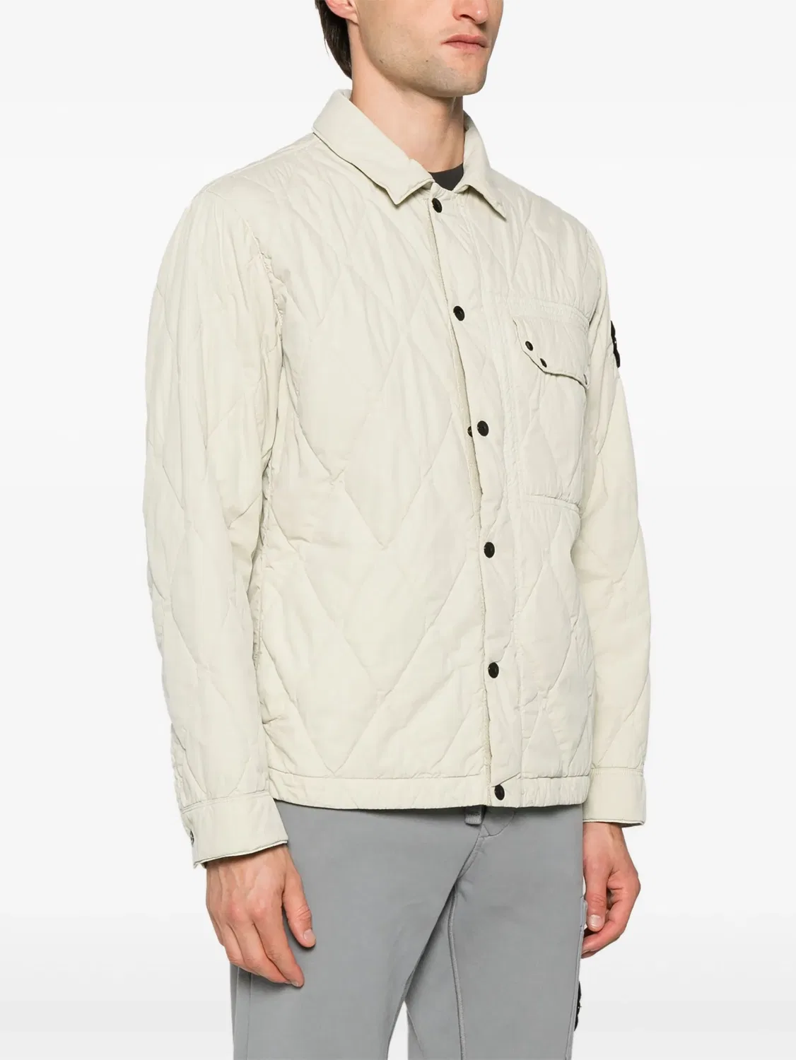 Куртка с стеганым узором Compass-Badge Stone Island, светло-бежевый — фото 4