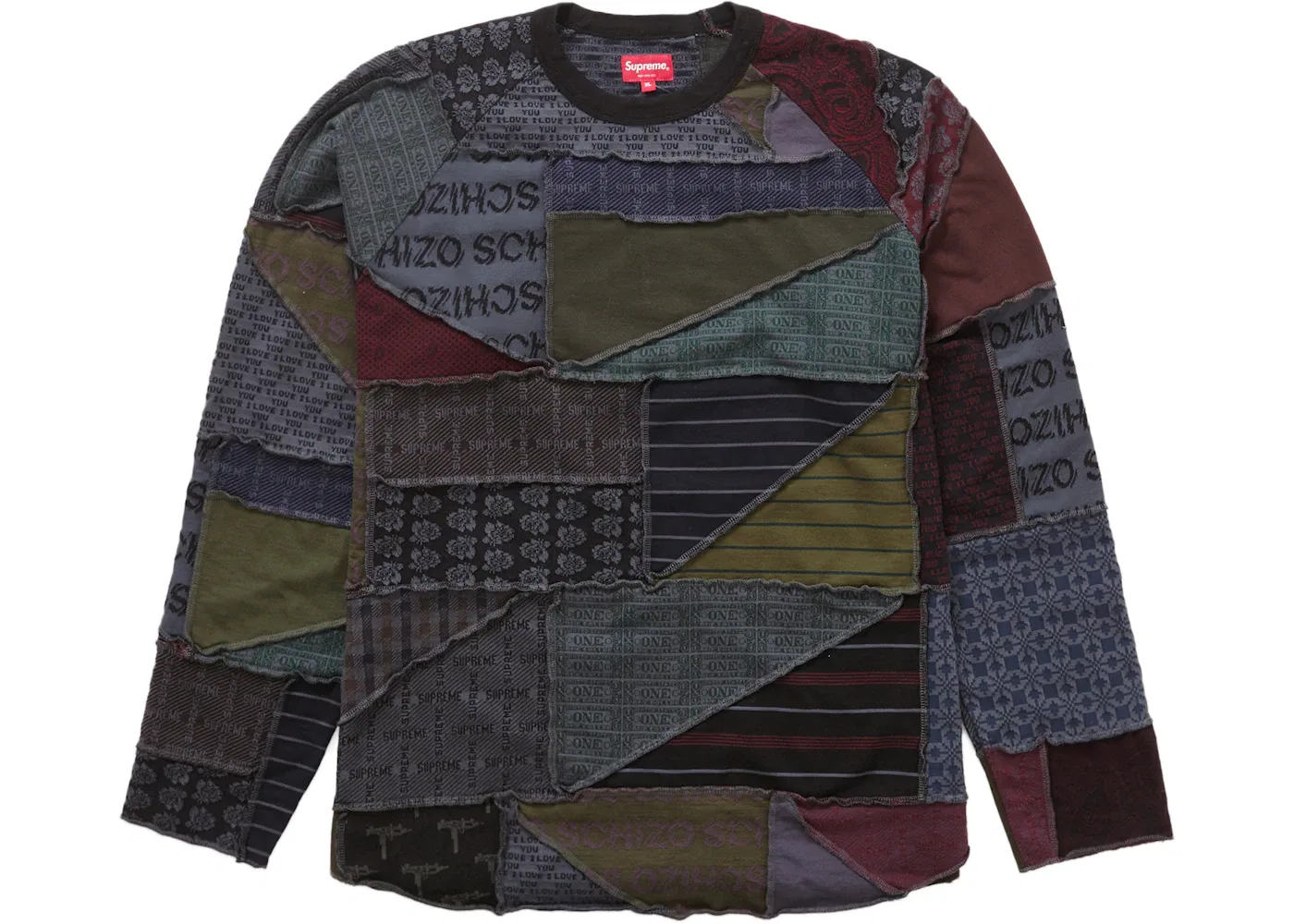 Мужская футболка Supreme Patchwork Jacquard L/S Top, Black