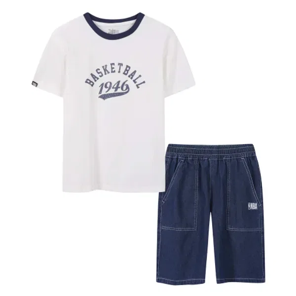 Спортивный костюм с шортами, джинсовая отделка, Nba Kids, темно-синий — фото 2