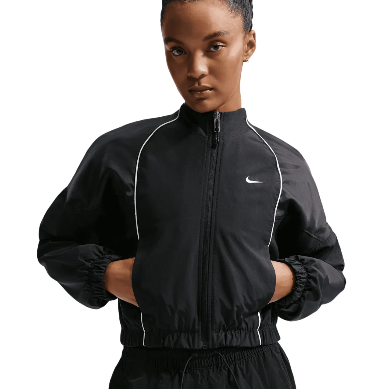 Женская куртка Shrunken Track Jacket Mod Nike, цвет Black/Sail