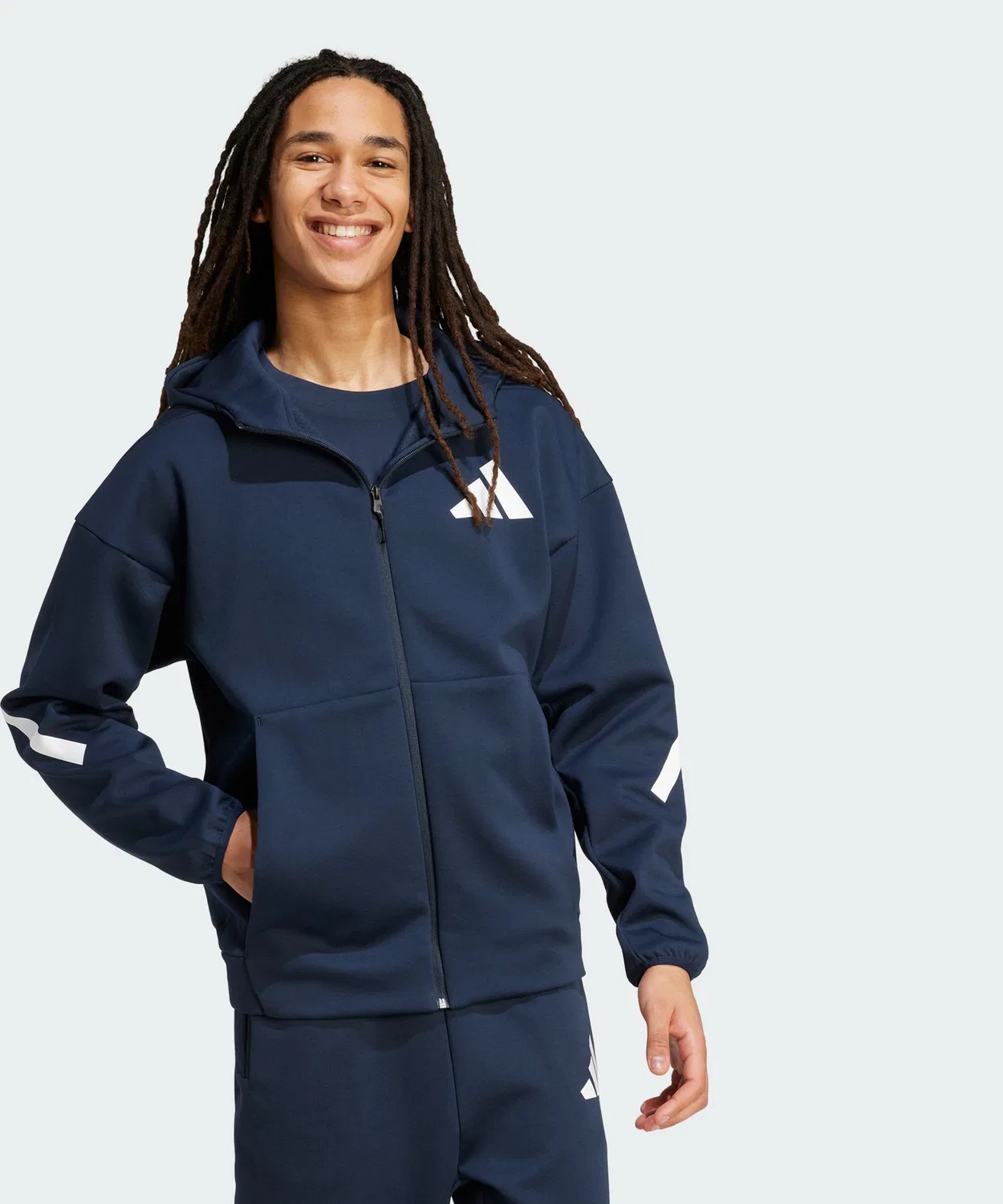 Мужской худи с длинным рукавомZ.N.E. Full Zip Adidas, Blue — фото 3