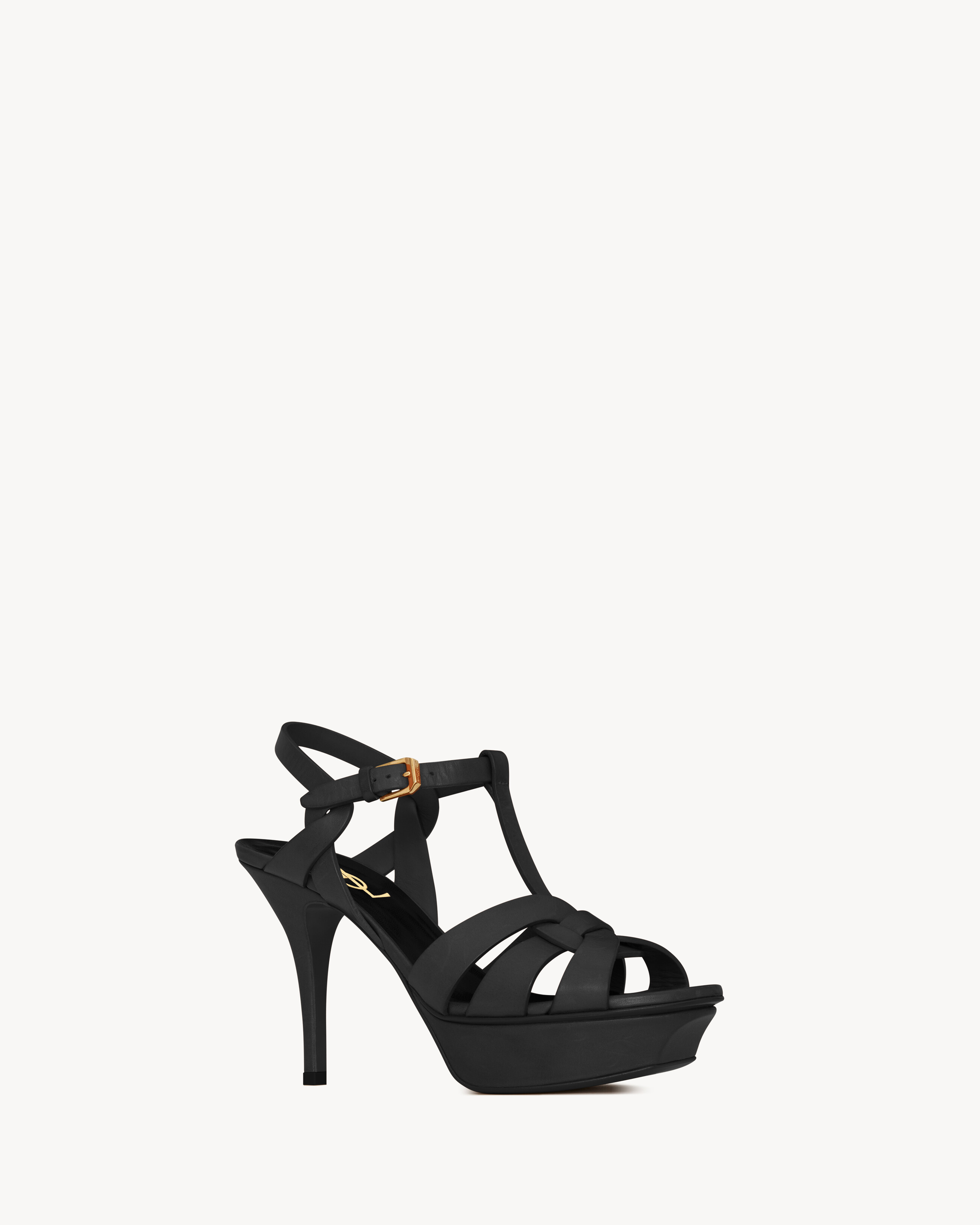 Босоножки на платформе TRIBUTE из гладкой кожи Saint Laurent, черный — фото 3