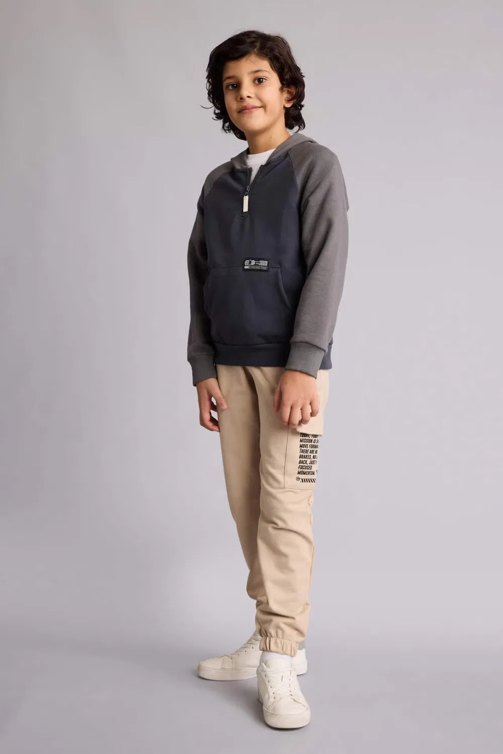 Штаны с принтом-слоганом, модель Boy Regular Fit, Defacto, бежевый — фото 3