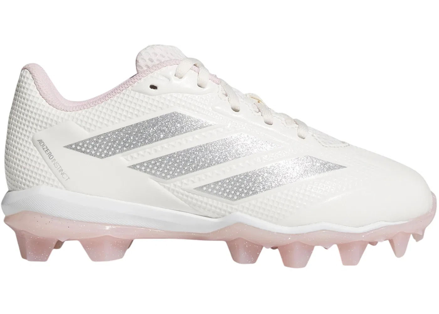 Детские бутсы Adizero Instinct Molded Rubber 2.0 Adidas, Chalk White/Silver Metallic/Clear Pink