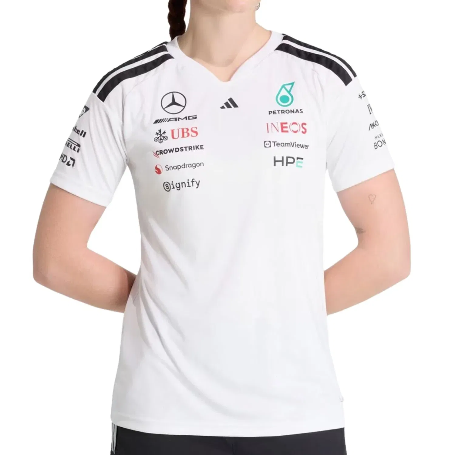Женская футболка Adidas x Mercedes AMG Petronas Formula 1 Team Driver Jersey, белый — фото 2