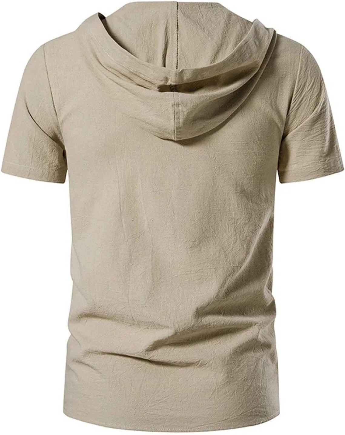 Мужская футболка с капюшоном на шнурке Generic, Khaki — фото 3