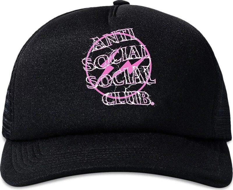

Кепка Anti Social Social Club x Fragment Design Bolt, черный/розовый