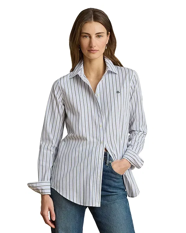 Женская рубашка с длинным рукавом Classic Fit Striped Broadcloth Shirt Ralph Lauren, Blue Multi