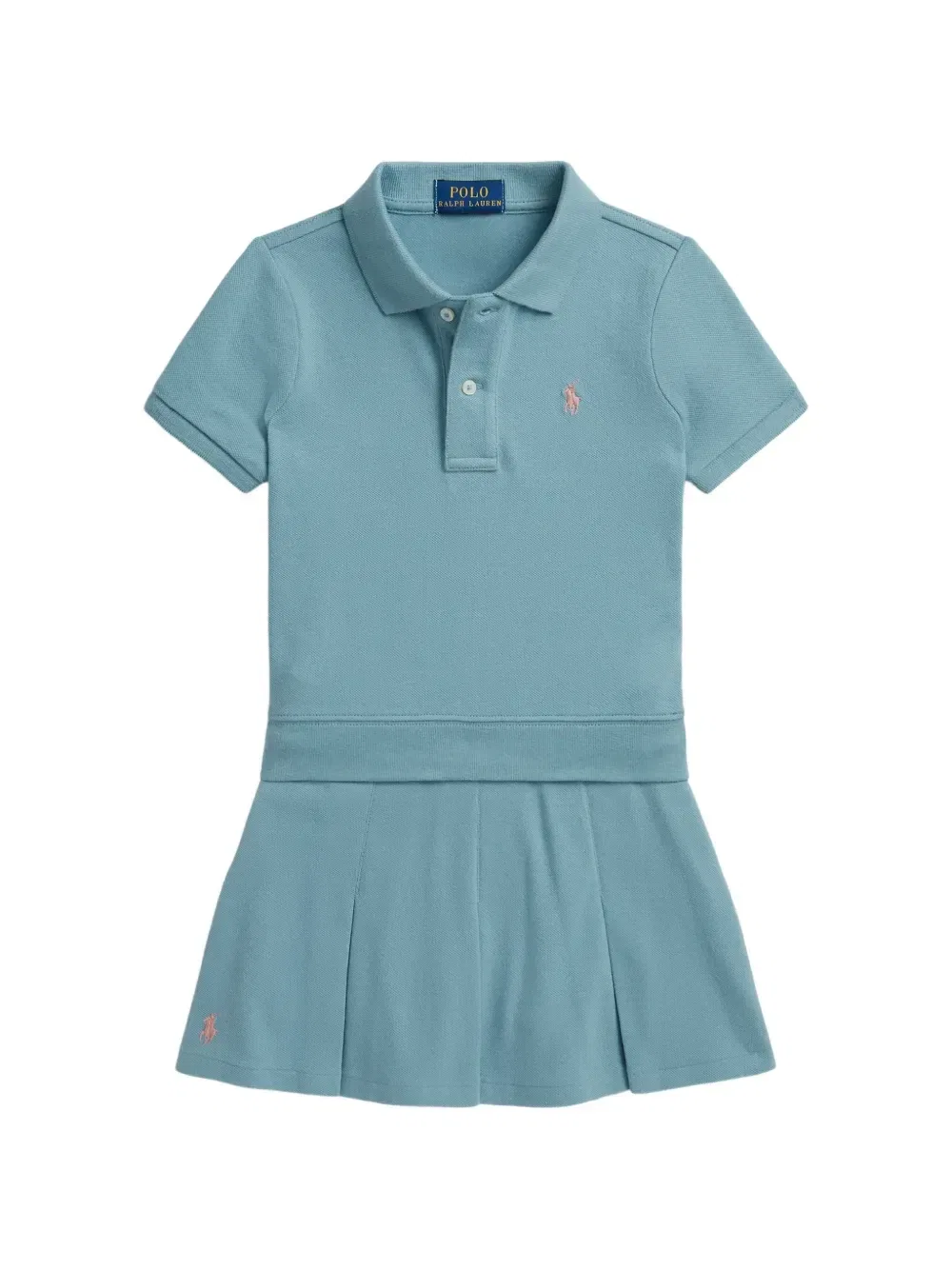 Плиссированное платье с вышитым логотипом Polo Ralph Lauren Kids, синий