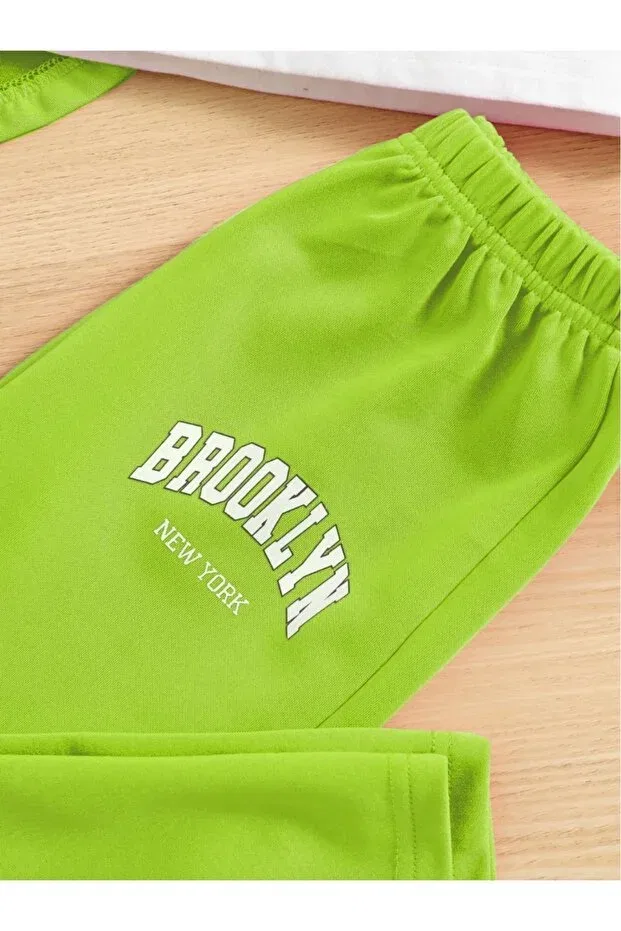 Детский спортивный комплект для девочек с принтом Novibe, Phosphor Green — фото 3