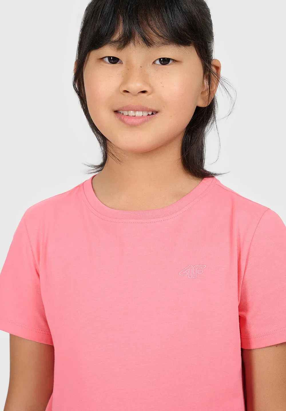 Футболка Regular gładki dziewczęcy - beżowy 140 (9-10 лат) - спортивная футболка 4F, Pink — фото 4
