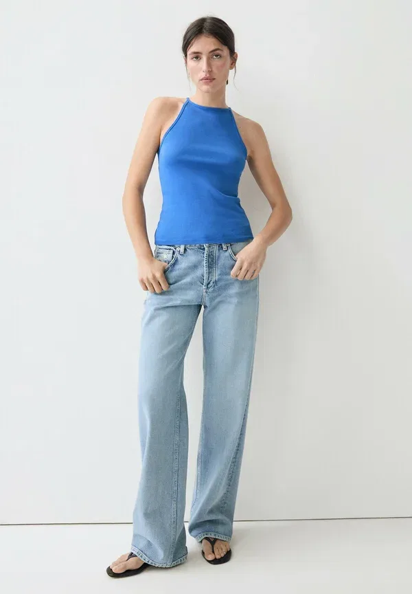 Топ хлопковый Massimo Dutti, Dark blue, темно-синий — фото 4