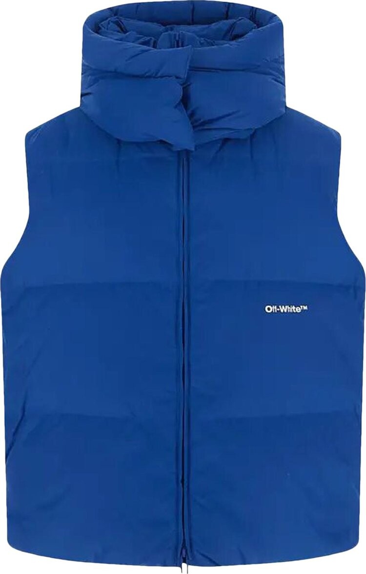 Жилет Off-White Bounce Hooded Down Vest 'Peacock/White', синий