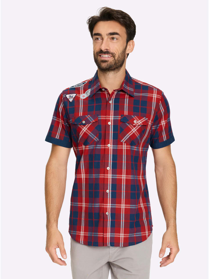 

Рубашка с короткими рукавами в темно-синюю и красную клетку. WITT WEIDEN