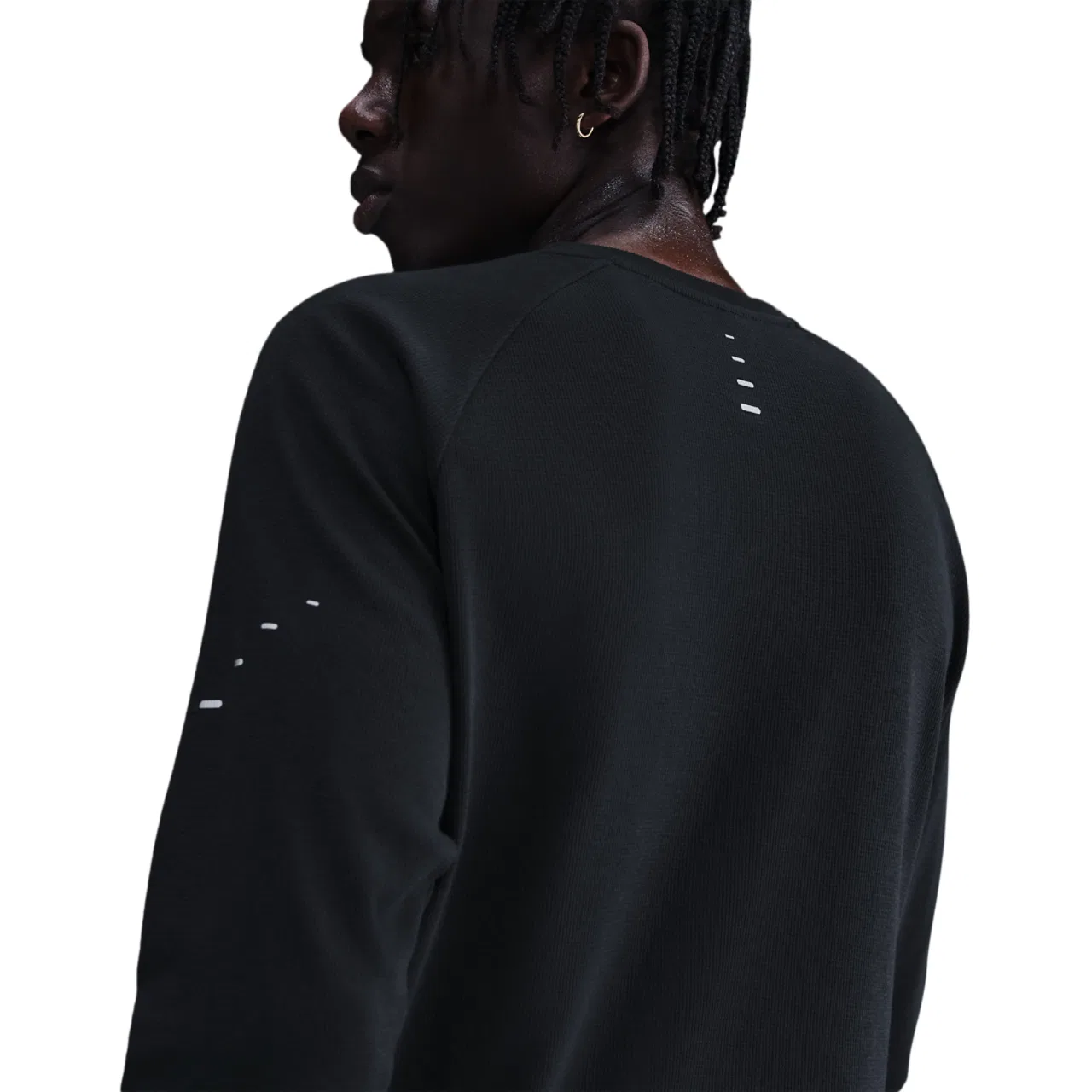 Мужская олимпийка Dri-FIT STRIDE WAFFLE CREW Nike, цвет Black/Reflective Silver — фото 2