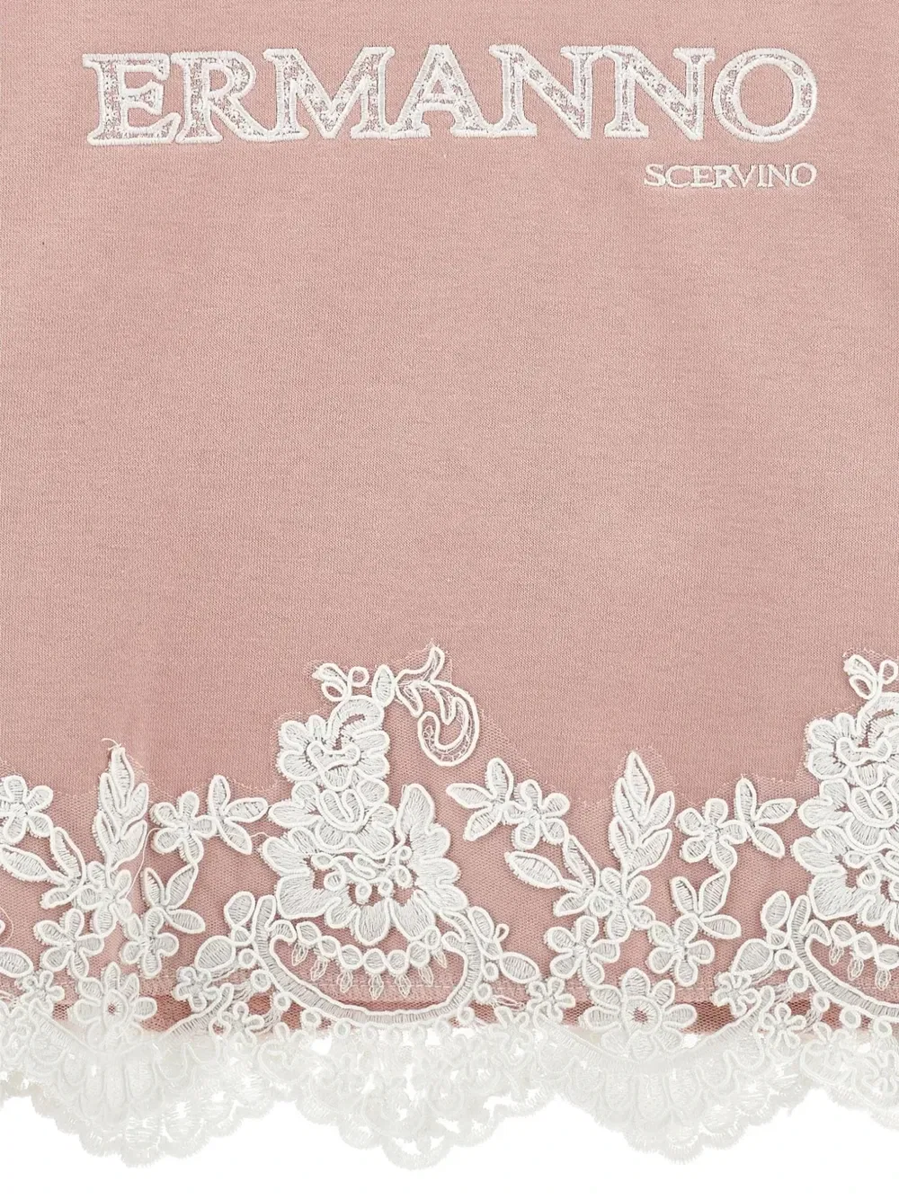 Худи с вышитым логотипом и кружевом Ermanno Scervino Junior, розовый — фото 3