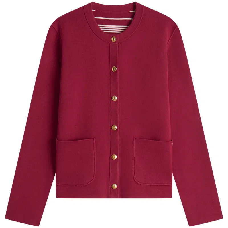 Женский кардиган с полосатым узором на пуговицах Tommy Hilfiger, Maroon/Maroon Stripes XKC