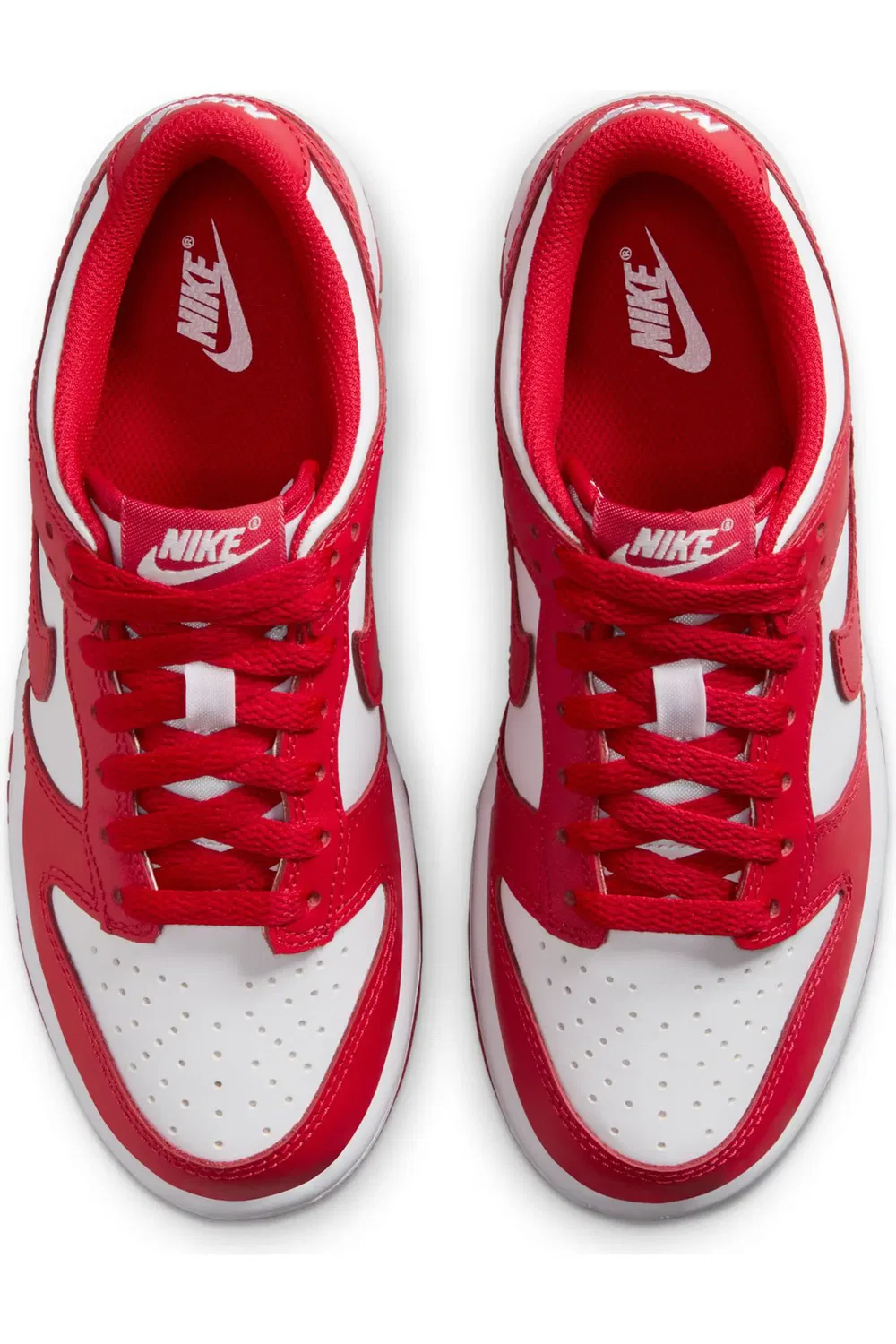Кроссовки детские баскетбольные Dunk Low Nike, White/University Red — фото 3