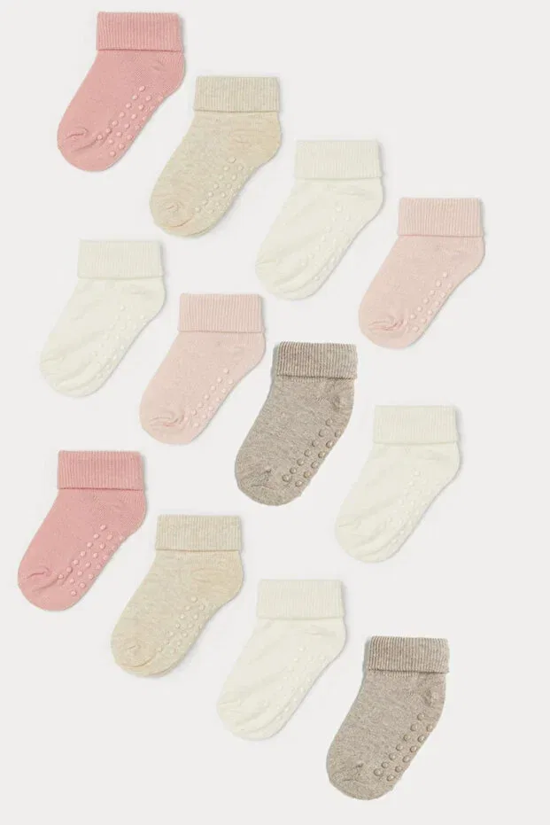 Детские носки с органическим хлопком 12 пар Mem Socks, Pink-Beige-Cream — фото 2