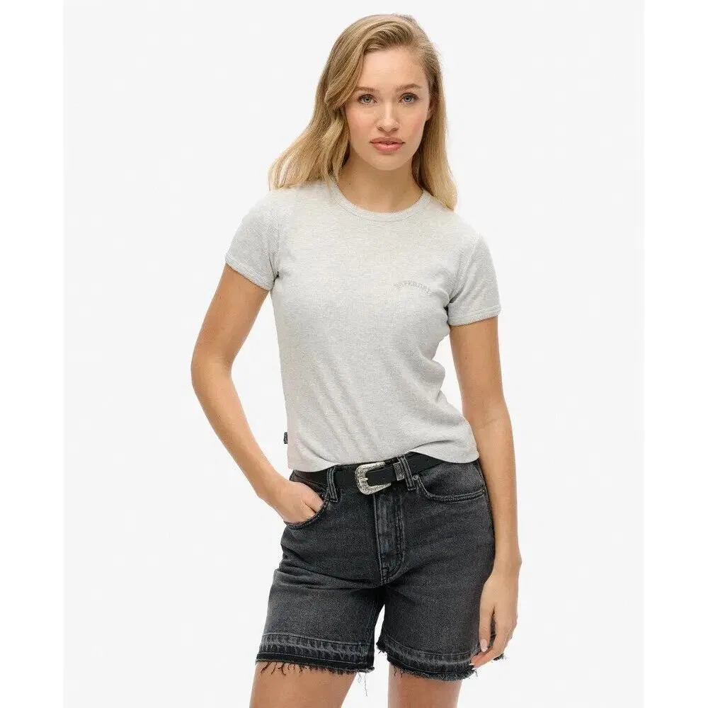 Женская хлопковая футболка Superdry Essential, Цвет: Grau