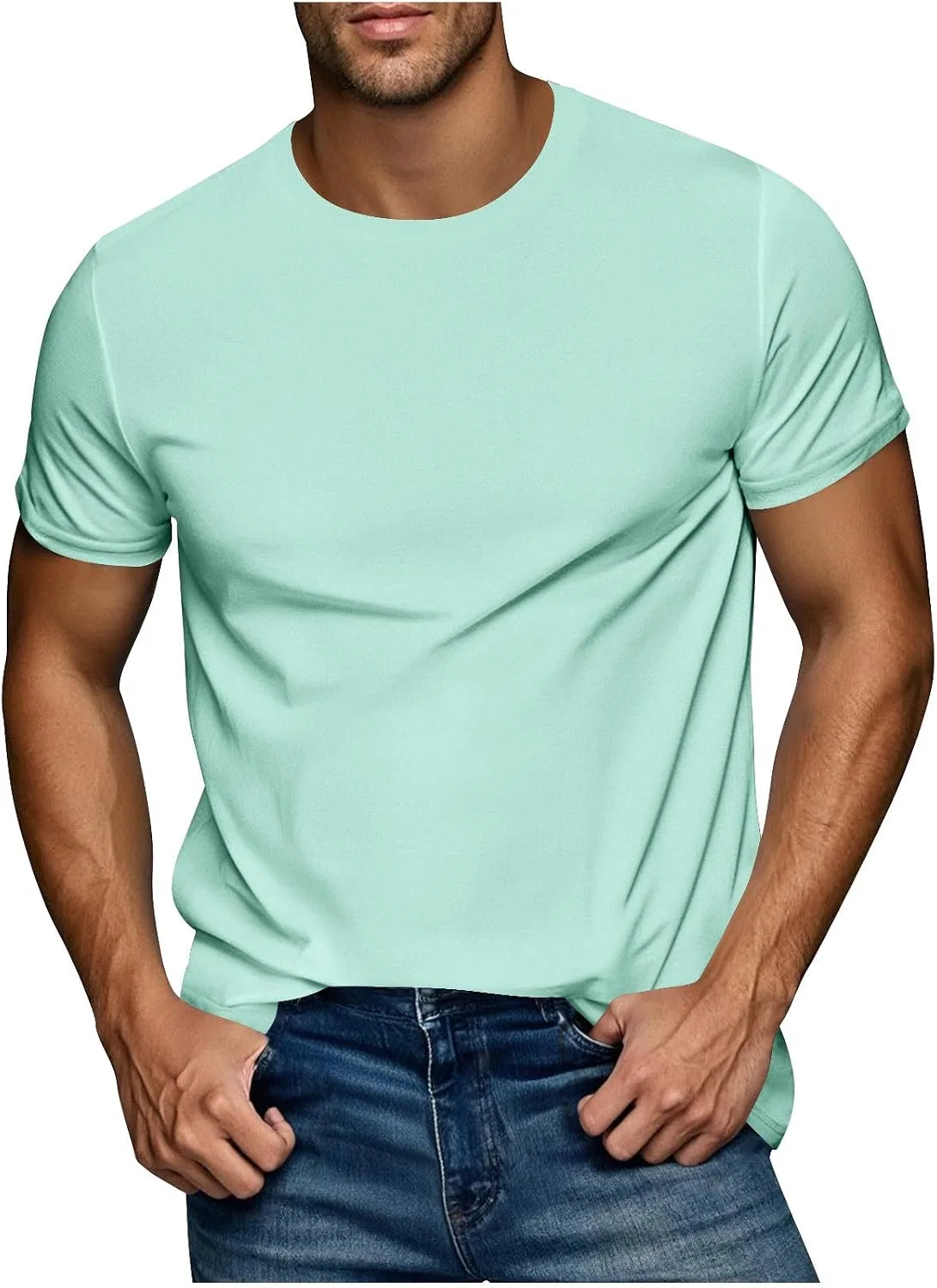 Мужская футболка для фитнеса с влагоотводящей тканью NoxwB, Mint Green
