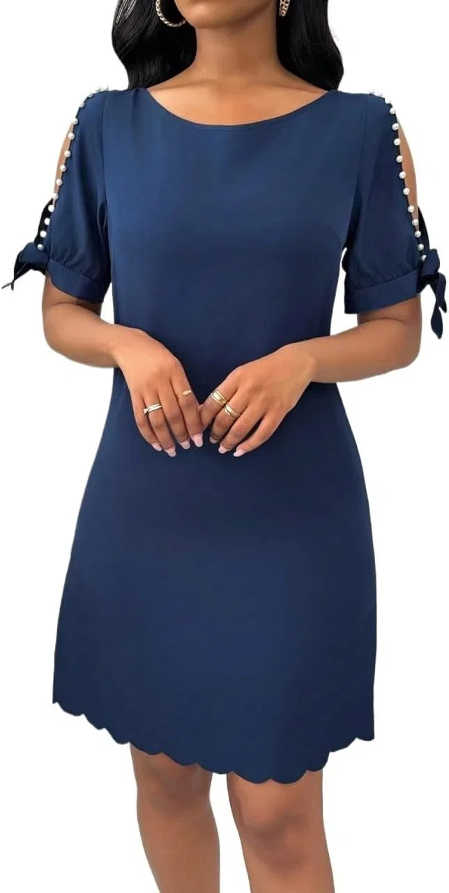 Женское миди-платье с открытыми плечами Navy Blue