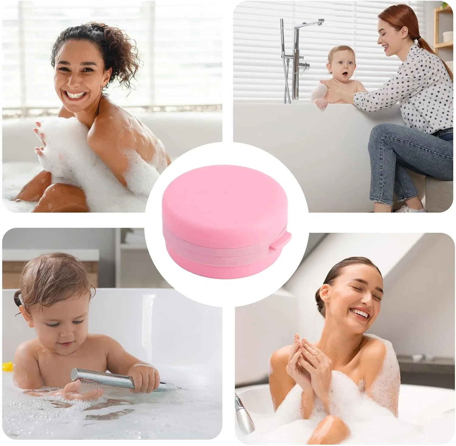 Силиконовая щетка для тела с дозатором для мыла, Generisch, 1 шт, Rosa — фото 3