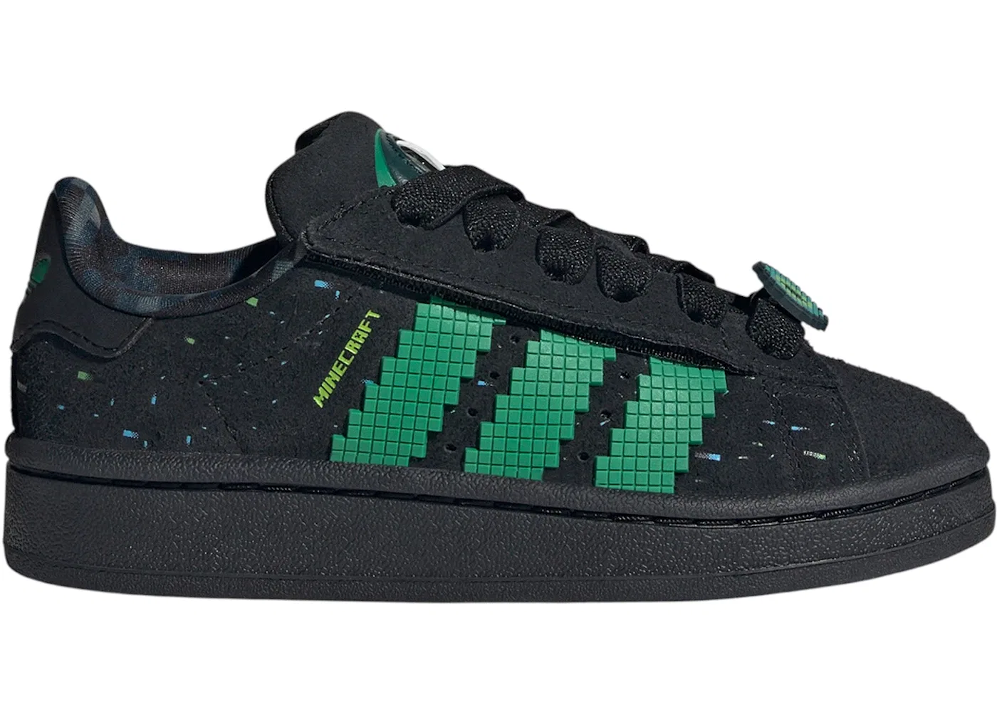Детские кроссовки с удобной шнуровкой Adidas Campus 00s Comfort Closure Minecraft, Core Black/Semi Court Green/Semi Solar Green