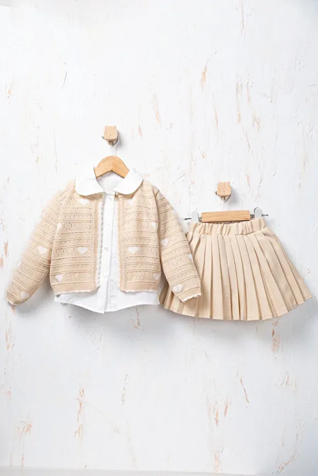 Детский комплект для девочек вязаный Rocha Baby, Beige — фото 3