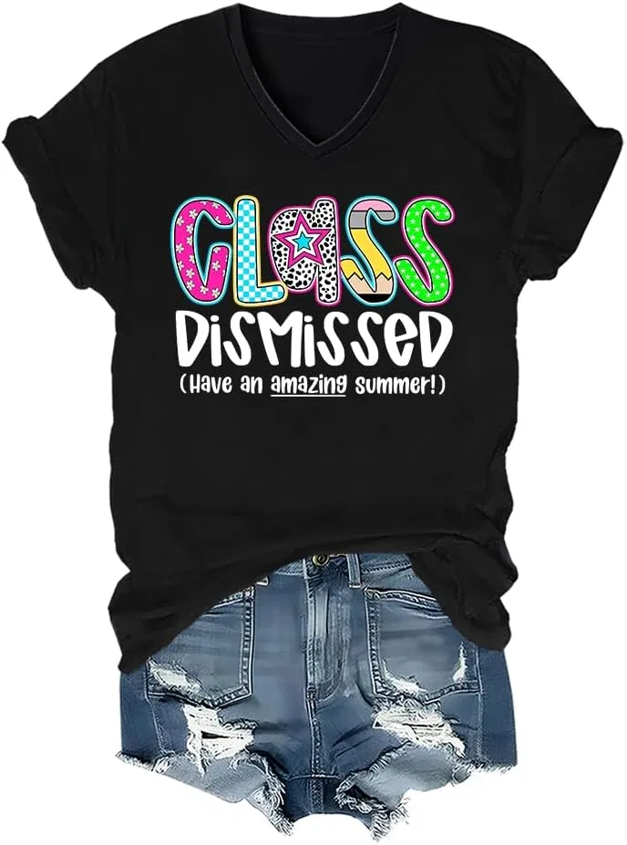 Мужская футболка с V-образным вырезом и принтом Class Dismissed, Black