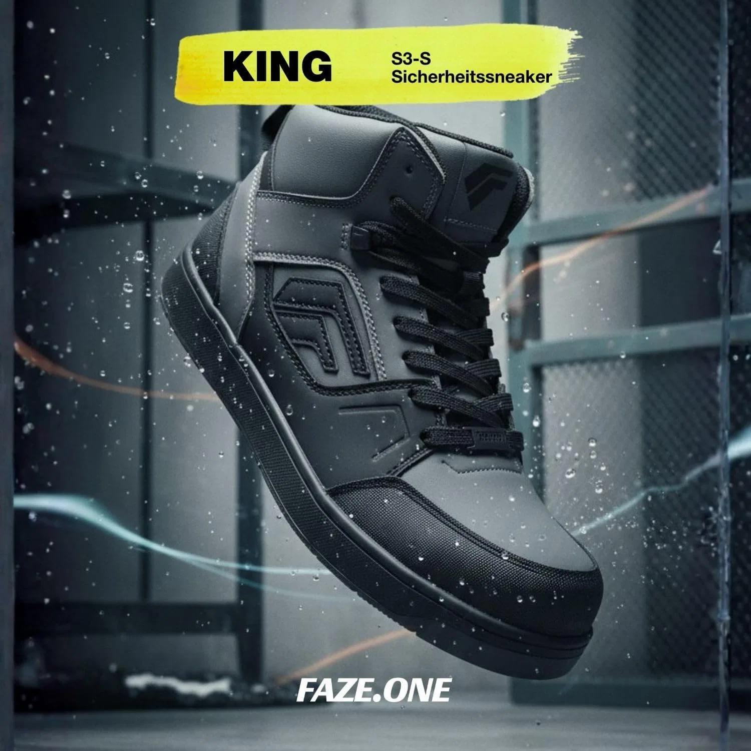 Мужские высокие рабочие ботинки Faze.One King High-Top S3S, легкие рабочие ботинки без металлических элементов, композитный ботинок и подошва, защищающая от проколов, спортивные рабочие кроссовки, нескользящая обувь S3S, Gray — фото 2