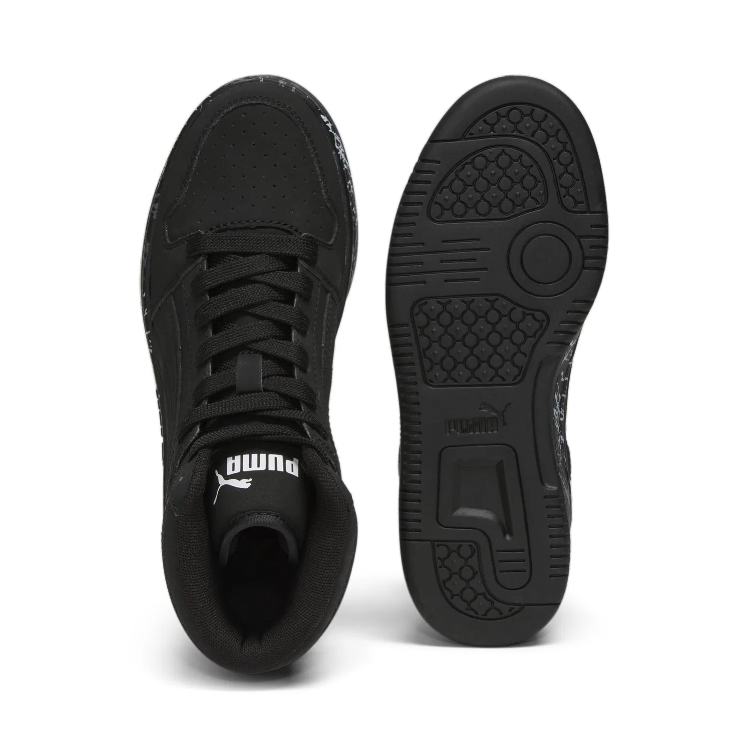 Детские кроссовки для мальчиков с высоким дизайном Rebound Layup Mid PUMA, Black — фото 2