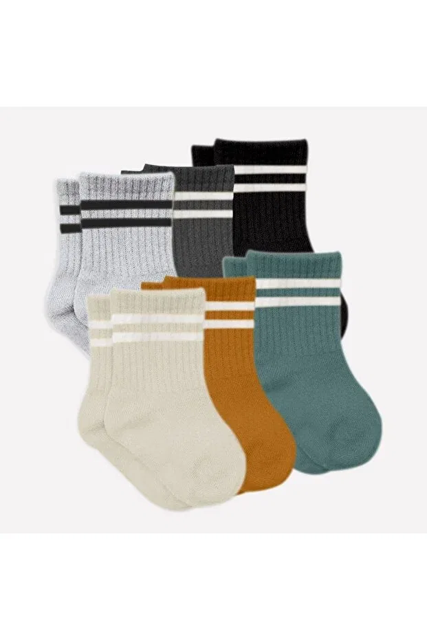 Детские носки для новорожденных полосатые 6-Piece baby socks (with hoop) Bistyle, Hardal — фото 2