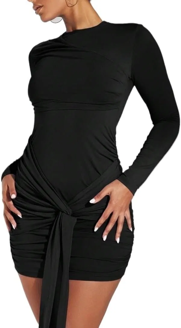 Женское мини-платье с узлом Bodycon, Black