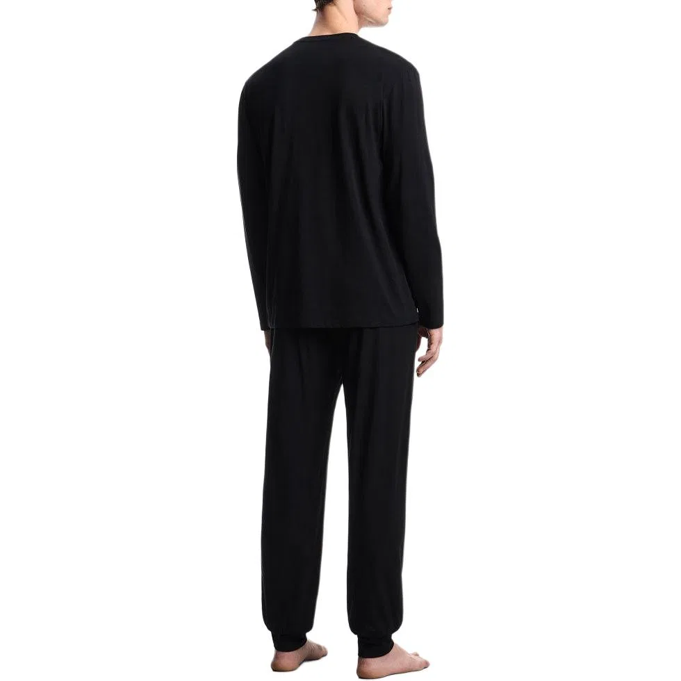 Мужской комплект пижамы с логотипом Emporio Armani, Black — фото 3