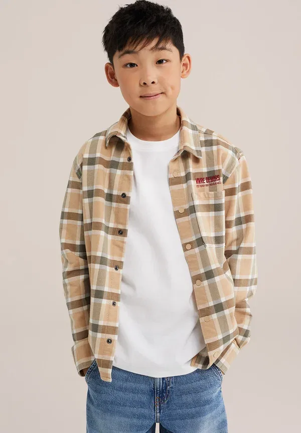 Рубашка в клетку Shirt We Fashion, beige, бежевый