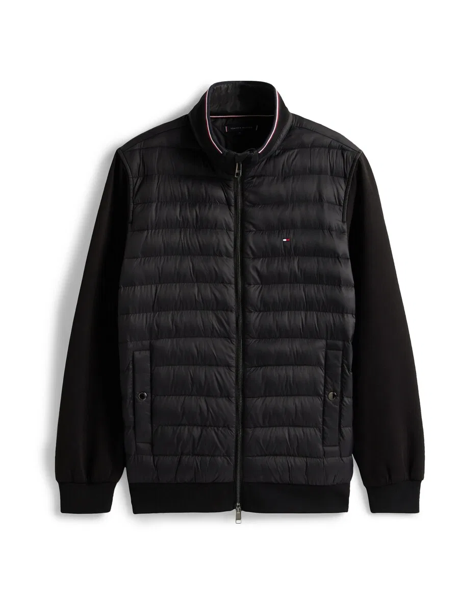 Куртка TOMMY HILFIGER Between-Season Jacket 'Mixed Texture Intechno Zip-thru' черного цвета