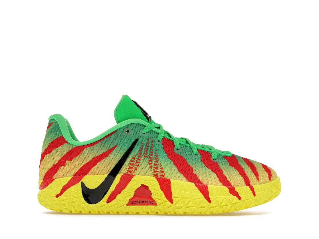 Детские кроссовки для мальчиков с принтом Nike Ja 3 Nike, Green Spark/Black/University Red/Dynamic Yellow