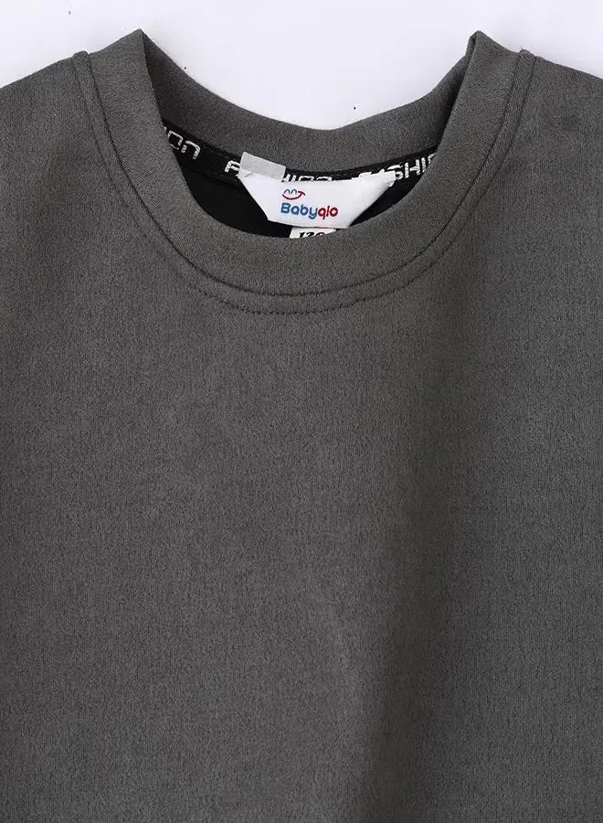 Комплект футболка и шорты хлопковый Trendy charcoal grey Babyqlo, серый — фото 4